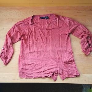 Linen Blouse in with Buttons in Peach Blush Color